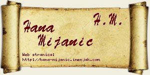 Hana Mijanić vizit kartica